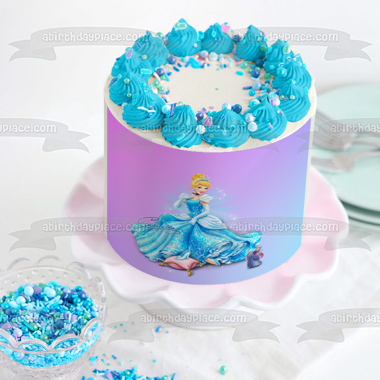 Cinderella Ball Gown Fairy Godmother Edible Cake Topper Image ABPID05516