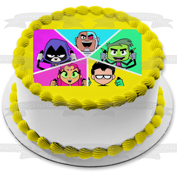 Teen Titans Go Beast Boy Starfire Robin Cyborg Raven 2 Imagen comestible para decoración de tarta ABPID05531 