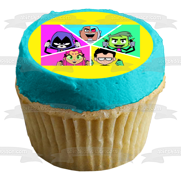 Teen Titans Go Beast Boy Starfire Robin Cyborg Raven 2 Imagen comestible para decoración de tarta ABPID05531 