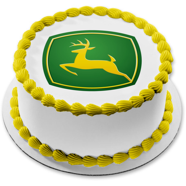 Adorno comestible para tarta con logotipo de John Deere, ciervo amarillo, imagen ABPID05538 