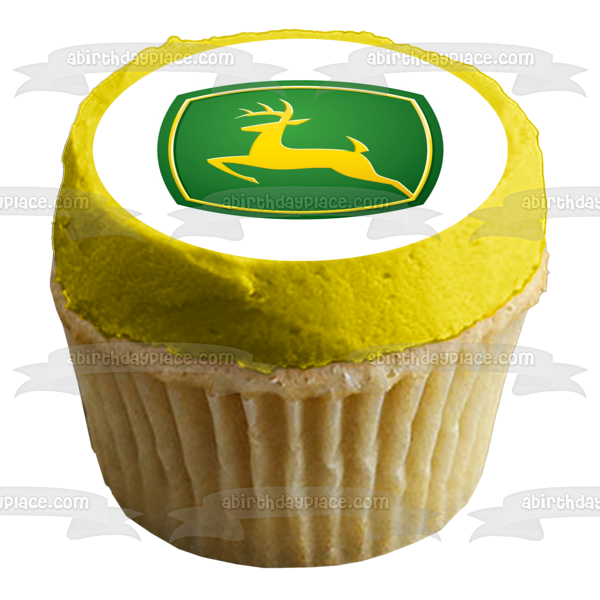 Adorno comestible para tarta con logotipo de John Deere, ciervo amarillo, imagen ABPID05538 