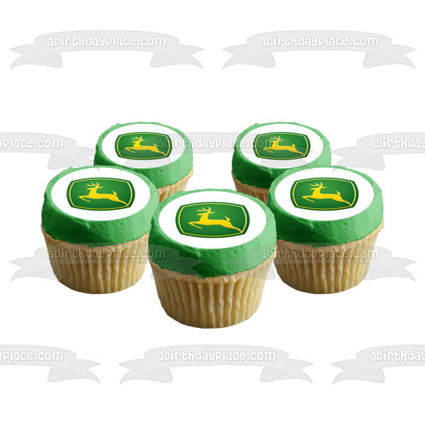 Adorno comestible para tarta con logotipo de John Deere, ciervo amarillo, imagen ABPID05538 