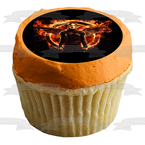 Imagen comestible para decoración de tarta con el logotipo de Mockingay de Los Juegos del Hambre, Katniss Everdeen, ABPID05445 