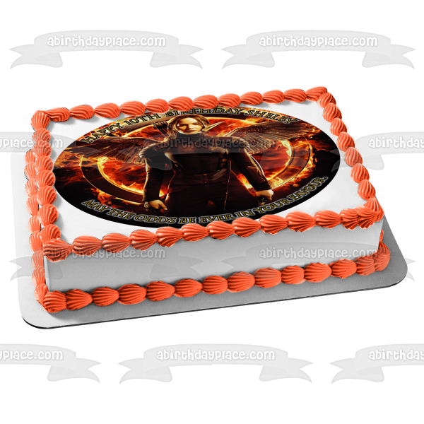 Imagen comestible para decoración de tarta con el logotipo de Mockingay de Los Juegos del Hambre, Katniss Everdeen, ABPID05445 