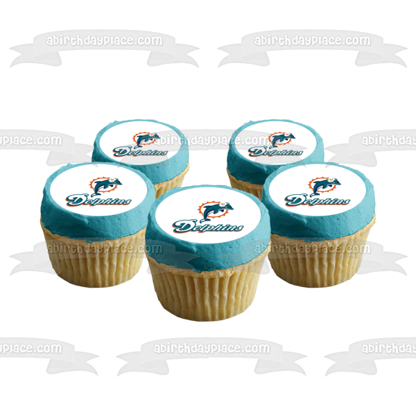 Imagen comestible para decoración de tarta con logotipo y casco de los Miami Dolphins ABPID05596 