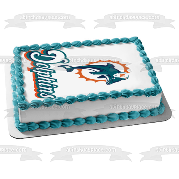 Imagen comestible para decoración de tarta con logotipo y casco de los Miami Dolphins ABPID05596 