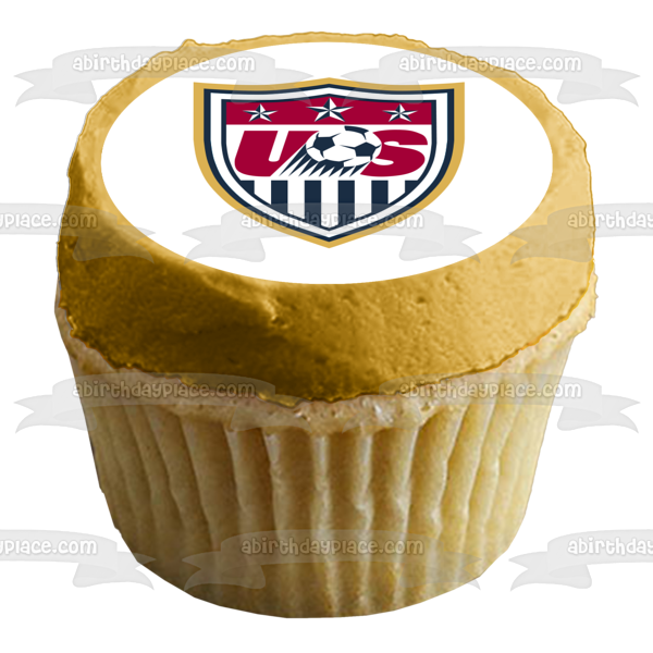 United States Soccer Logo Red White Blue Edible Cake Topper Image ABPID05632