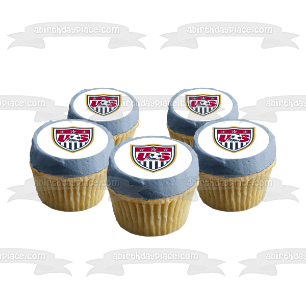 United States Soccer Logo Red White Blue Edible Cake Topper Image ABPID05632