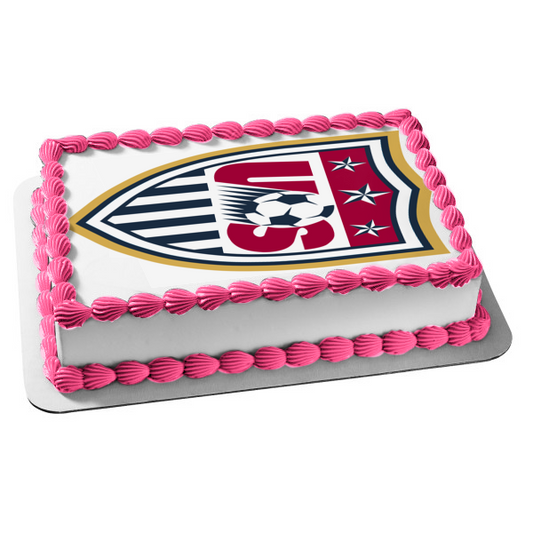 Imagen comestible para tarta con logotipo de fútbol de Estados Unidos, rojo, blanco y azul, ABPID05632 