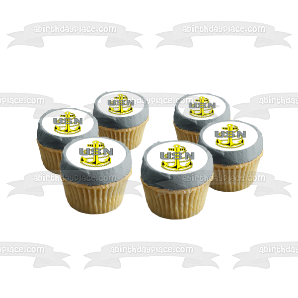 US Military Navy Logo Emblem and Anchor Edible Cake Topper Image ABPID05633