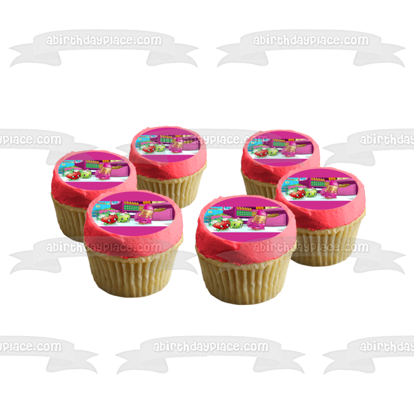 Shopkins Lippy Lips Apple Blossomand Strawberry Kiss - Decoración comestible para tarta, imagen ABPID05481 