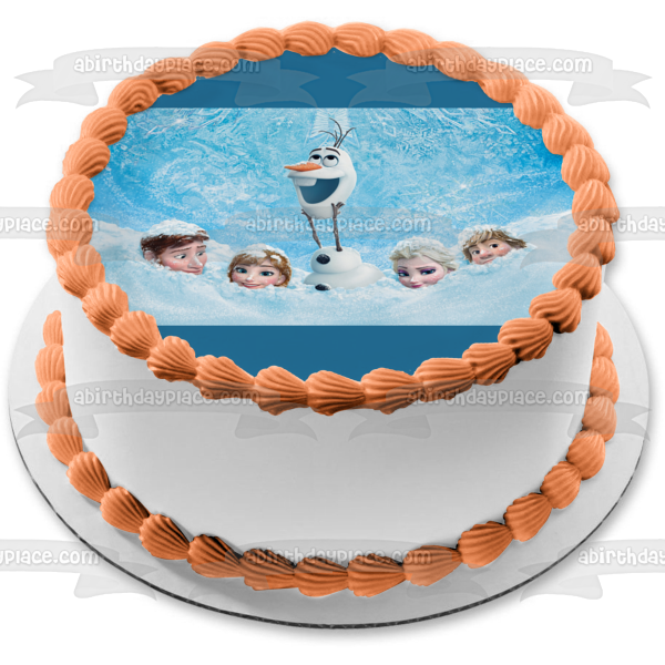 Frozen Anna Elsa Hans Olaf Kristoff and Snow Edible Cake Topper Image ABPID05637