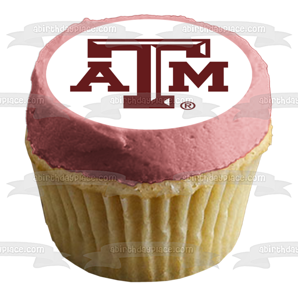 Imagen comestible para decoración de tarta con el logotipo de la Universidad Texas A&amp;M ABPID05648 