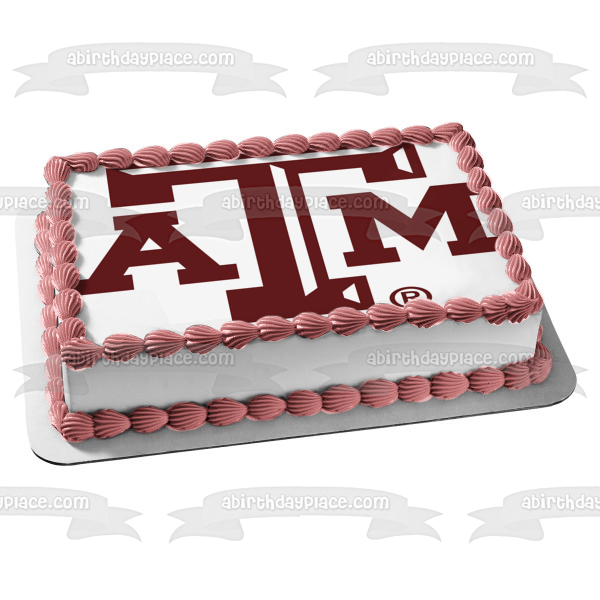 Imagen comestible para decoración de tarta con el logotipo de la Universidad Texas A&amp;M ABPID05648 