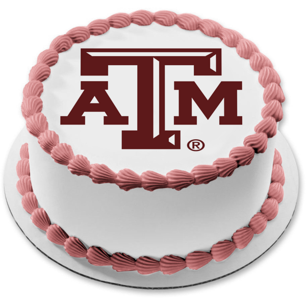 Imagen comestible para decoración de tarta con el logotipo de la Universidad Texas A&amp;M ABPID05648 