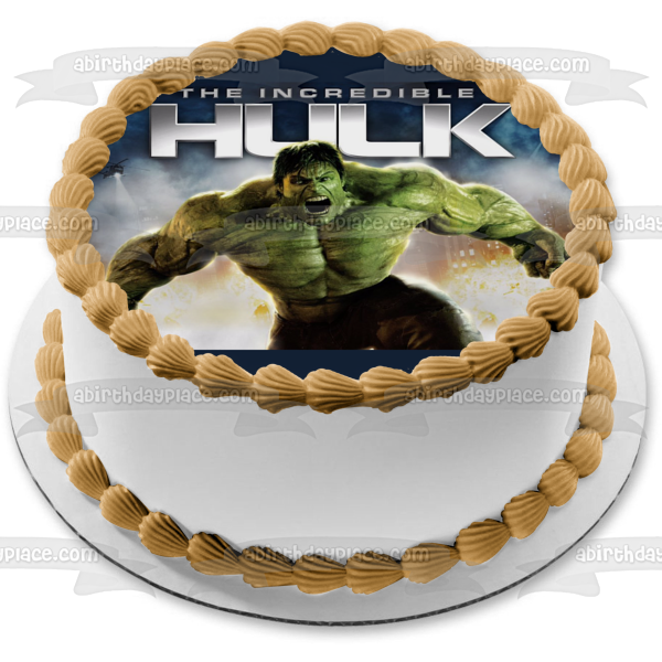 Adorno comestible para tarta con cara enojada de Hulk, imagen ABPID05726 