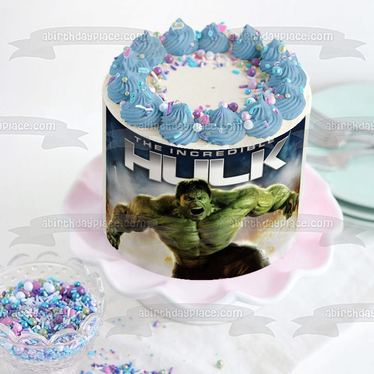 Adorno comestible para tarta con cara enojada de Hulk, imagen ABPID05726 