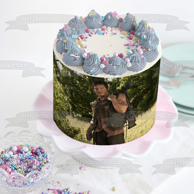 The Walking Dead Darryl with His Cross Bow Edible Cake Topper Image ABPID05665