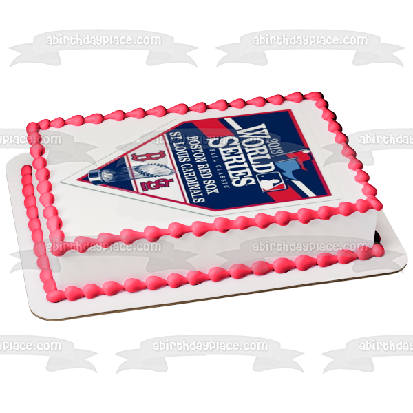 Imagen comestible para tarta de la Serie Mundial 2013 Boston Red Sox St. Louis Cardinals Logo MLB ABPID05732 