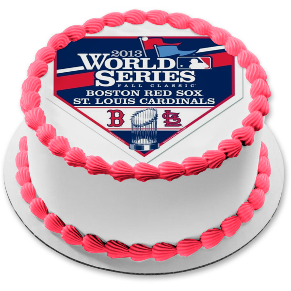 Imagen comestible para tarta de la Serie Mundial 2013 Boston Red Sox St. Louis Cardinals Logo MLB ABPID05732 