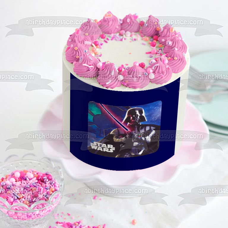 Star Wars Darth Vader y su sable de luz decoración comestible para tarta imagen ABPID05739 