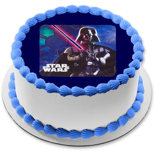 Star Wars Darth Vader and His Lightsaber Edible Cake Topper Image ABPID05739