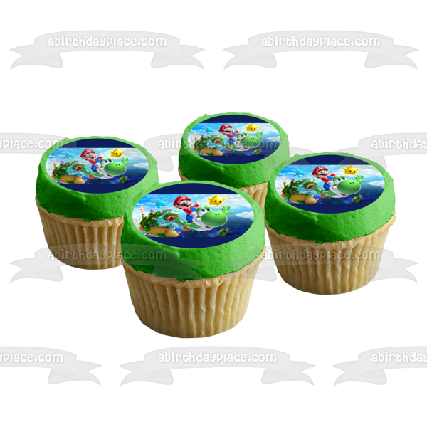 Imagen comestible para decoración de tarta de Super Mario Brothers Yoshi y Star ABPID05758 