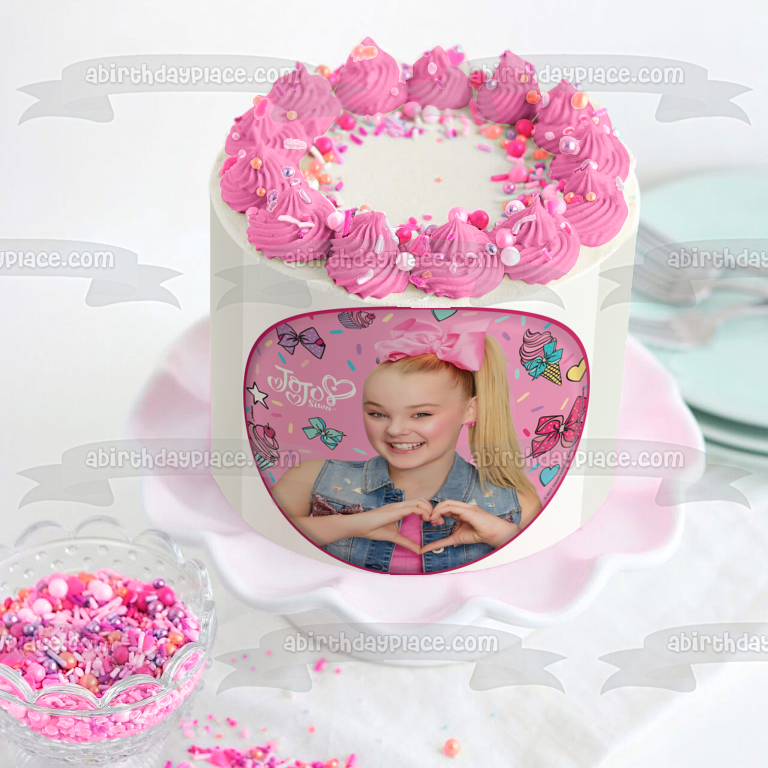 Imagen de decoración comestible para tarta con lazos para el pelo y cupcakes de helado de Jojo Siwa ABPID05820 