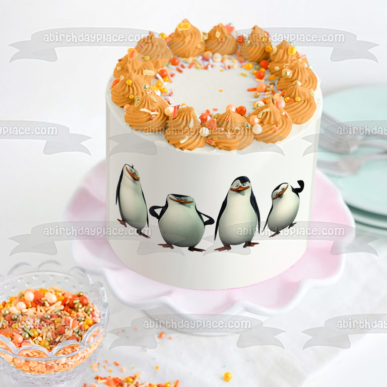 Pingüinos de Madagascar Skipper Kowalski Rico y Private Edible Cake Topper Imagen ABPID05770 