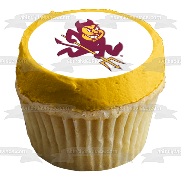 Imagen comestible para decoración de tarta con el logotipo de Sparky the Sun Devil ABPID05845 