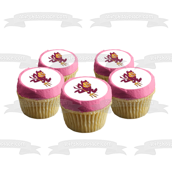 Imagen comestible para decoración de tarta con el logotipo de Sparky the Sun Devil ABPID05845 