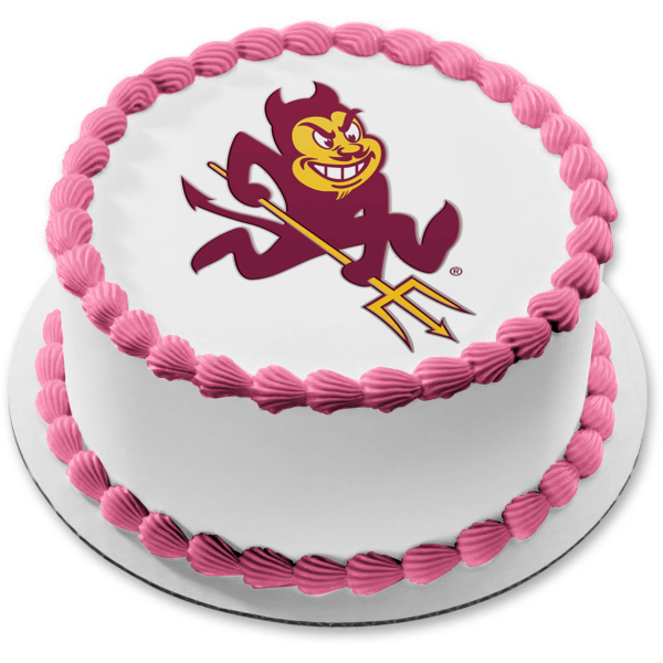 Imagen comestible para decoración de tarta con el logotipo de Sparky the Sun Devil ABPID05845 