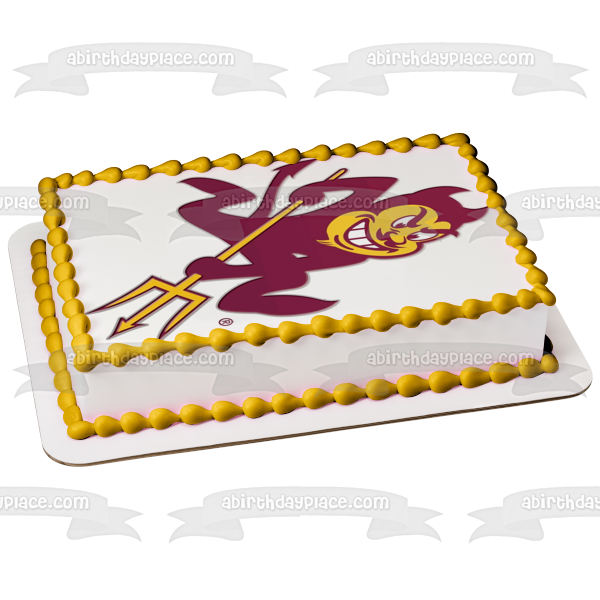 Imagen comestible para decoración de tarta con el logotipo de Sparky the Sun Devil ABPID05845 