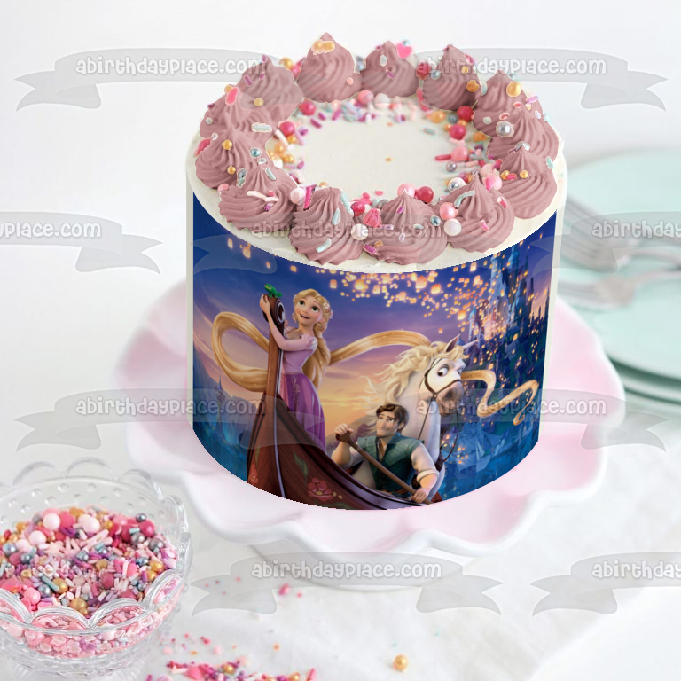 Imagen comestible para tarta de Rapunzel Flynn Rider y Maximus enredados ABPID05871 