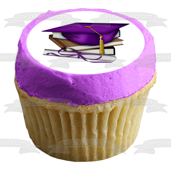 Congrats Grad Purple Letters Graduation Edible Cake Topper Image Frame  ABPID08215