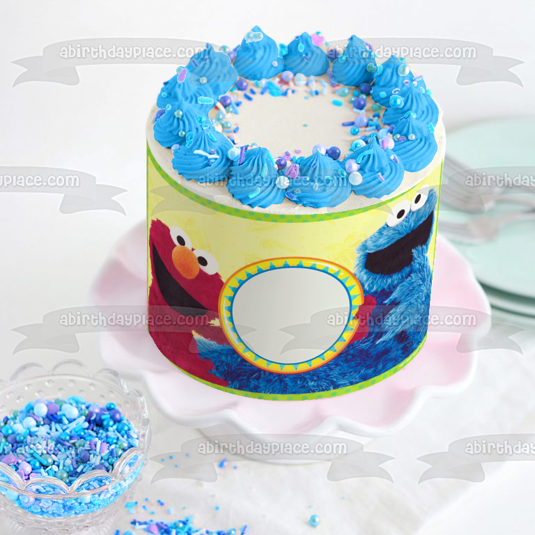 Sesame Street Elmo and Cookie Monster Edible Cake Topper Image Frame ABPID05883