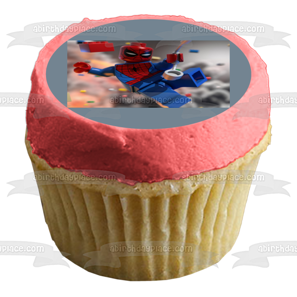 LEGO Spider-Man and LEGO Blocks Edible Cake Topper Image ABPID06008