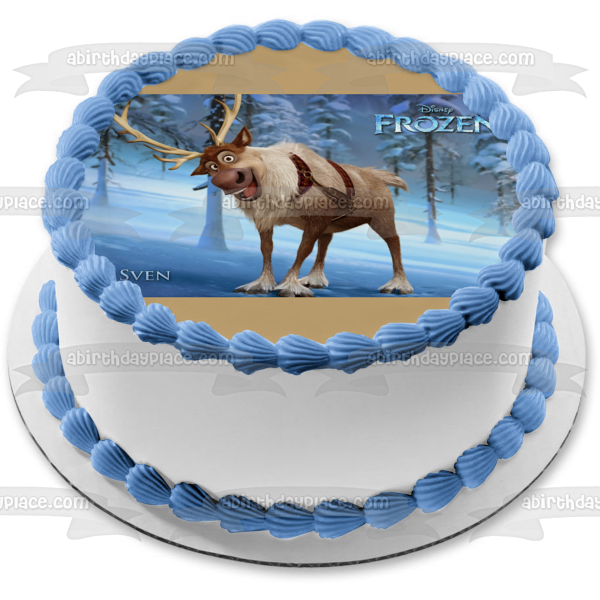 Frozen Sven Trees and Snow Edible Cake Topper Image ABPID05892