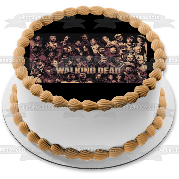 Imagen comestible para decoración de tarta con el logotipo de The Walking Dead, Rick Darryl, Carl y Andrea, ABPID06028 