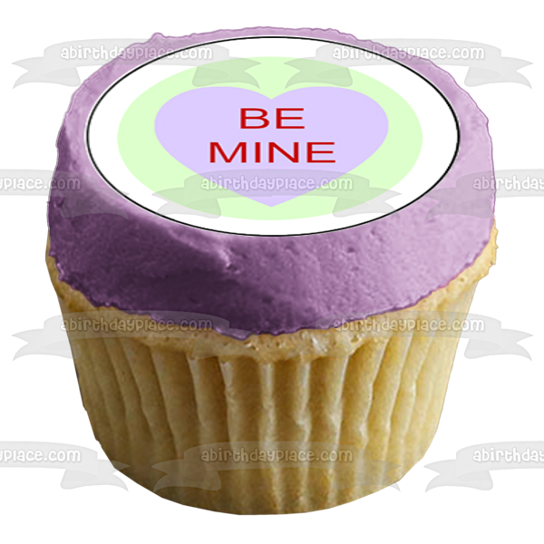 Happy Valentine's Day Message Hearts Luv Me, Be Mine, True Love, Hug Me Edible Cupcake Topper Images ABPID55226