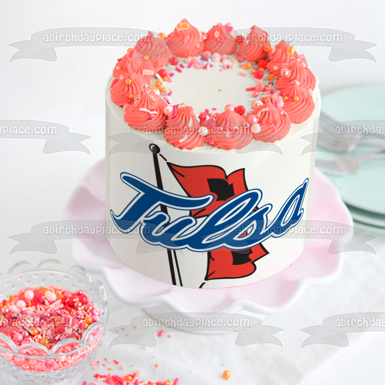 Imagen comestible para tarta de baloncesto con logotipo de Tulsa Golden Hurricane ABPID05917 