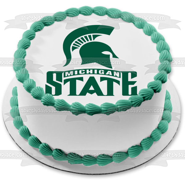 Imagen comestible para tarta con logotipo de los Spartans de hockey de la Universidad Estatal de Michigan ABPID06037 