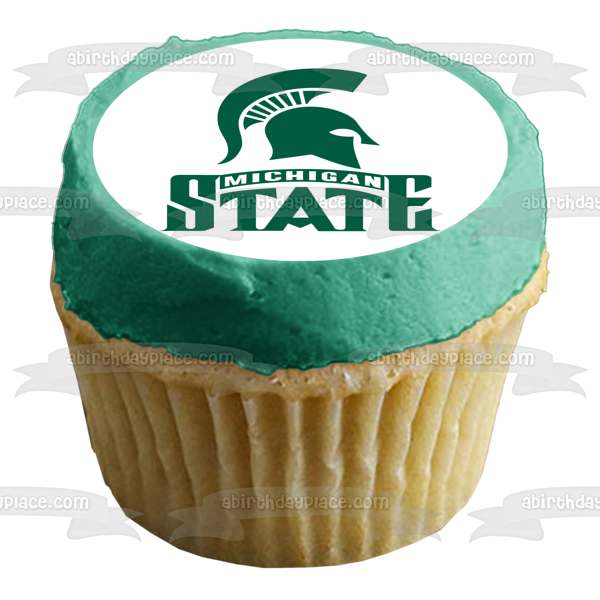 Imagen comestible para tarta con logotipo de los Spartans de hockey de la Universidad Estatal de Michigan ABPID06037 