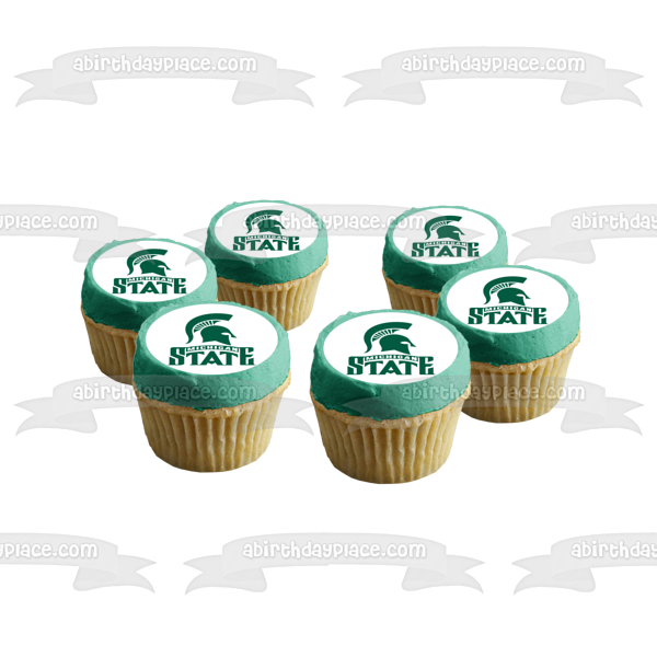 Imagen comestible para tarta con logotipo de los Spartans de hockey de la Universidad Estatal de Michigan ABPID06037 