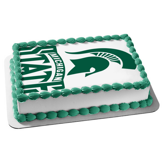 Imagen comestible para tarta con logotipo de los Spartans de hockey de la Universidad Estatal de Michigan ABPID06037 