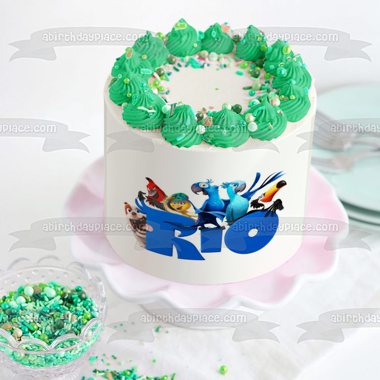 Adorno comestible para tarta Rio 2, joya azul, Rafeal Pedro y Nigel, imagen ABPID05939 