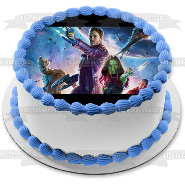 Guardians of Galaxy Gamora and Star-Lord Edible Cake Topper Image ABPID05945