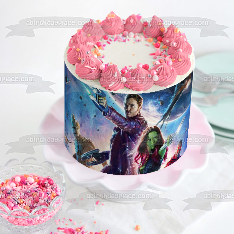 Guardians of Galaxy Gamora and Star-Lord Edible Cake Topper Image ABPID05945