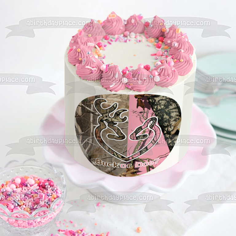 Baby Shower Camouflage Camo Buck or Doe Edible Cake Topper Image ABPID05957