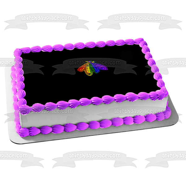 Imagen comestible para tarta con logotipo de plumas de los Chicago Blackhawks de la NHL ABPID06088 